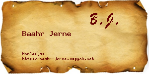 Baahr Jerne névjegykártya
